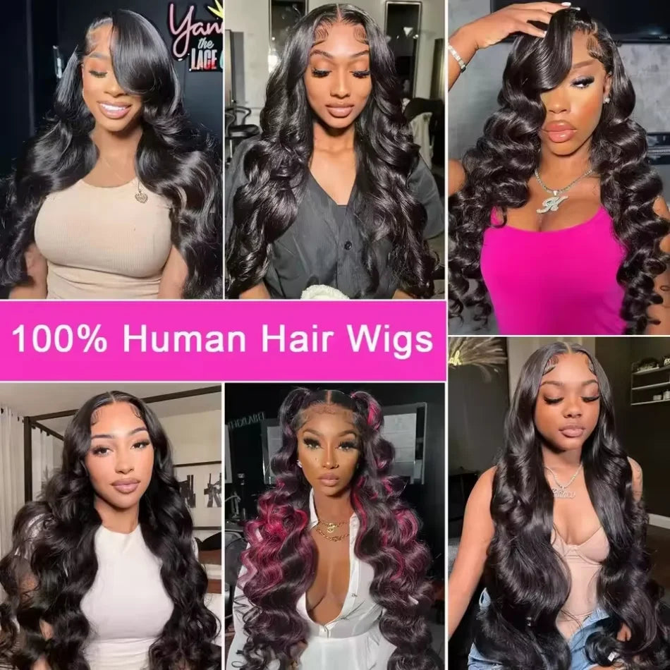 13X4 13X6 Hd Lace Frontal Wig 250 Density 100% Human Hair Wigs 30 40 Inch Body Wave Lace Front Wig Pre Plucked Transparent