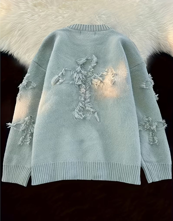 Pull en maille effet déchiré tendance