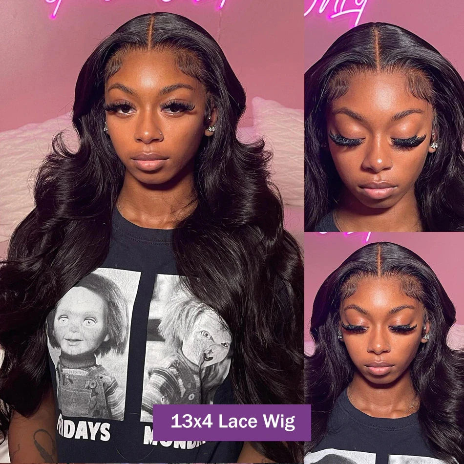 13X4 13X6 Hd Lace Frontal Wig 250 Density 100% Human Hair Wigs 30 40 Inch Body Wave Lace Front Wig Pre Plucked Transparent