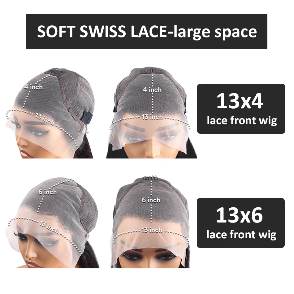 13X4 13X6 Hd Lace Frontal Wig 250 Density 100% Human Hair Wigs 30 40 Inch Body Wave Lace Front Wig Pre Plucked Transparent
